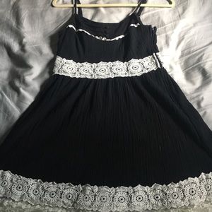 Hot topic black dress with white lace trim